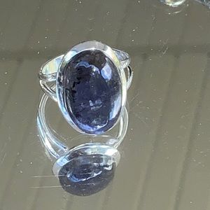 NATURAL SUNSTONE IN IOLITE 925 STERLING SILVER RING, SIZE 7